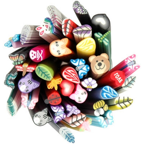 40 Barrette Fimo nail art resina soggetti misti