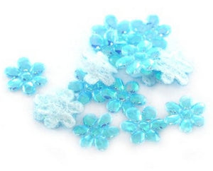 Fiorellini puffy in tessuto turchese