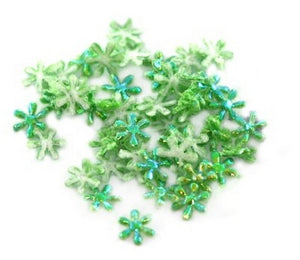 Fiorellini mini puffy in tessuto verde