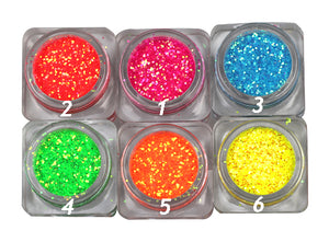 6 Barattolini glitter neon