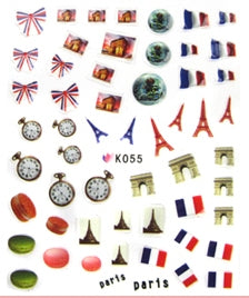 Stickers ADESIVI RN109 - Parigi (Macarons, Torre Eiffel, bandiera etc.)