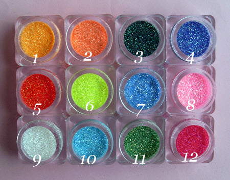 12 Barattolini glitter neon